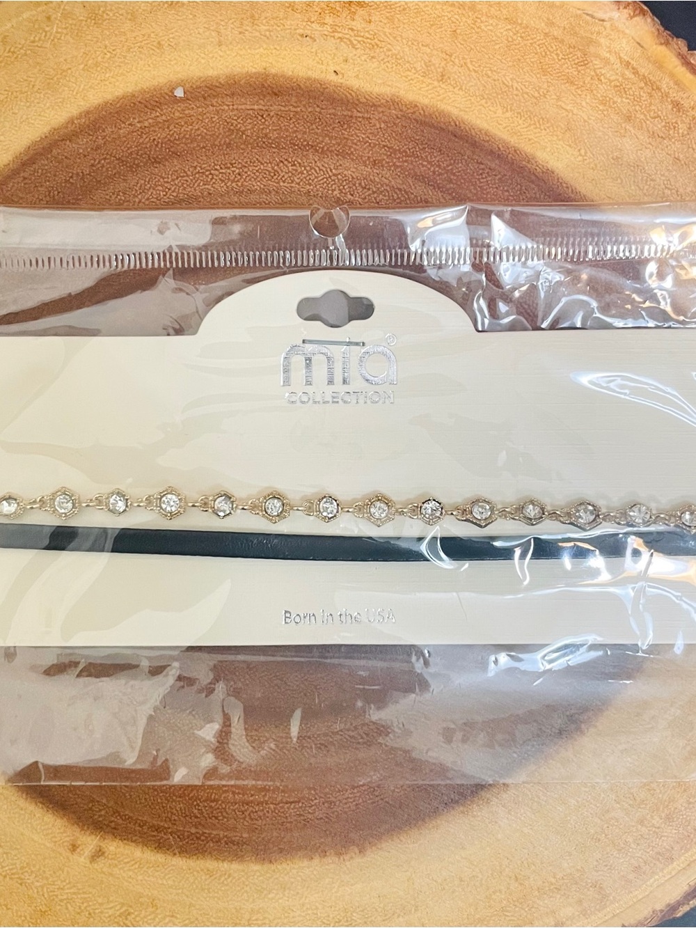Mia Collection 2 Piece Adjustable Choker Set Gold Tone Rhinestone Faux Leather